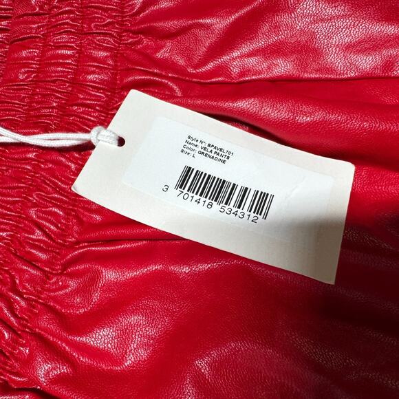 Paper Moon Seoul Women's Wide Leg Pants Vegan Leather NWT L Hot Red 26x28 - Picture 3 of 11